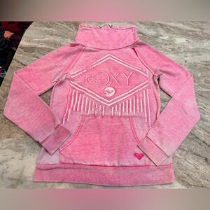 Roxy Pink Ombré Hoodie Pullover Cowl Neck Logo Sweatshirt Size Small